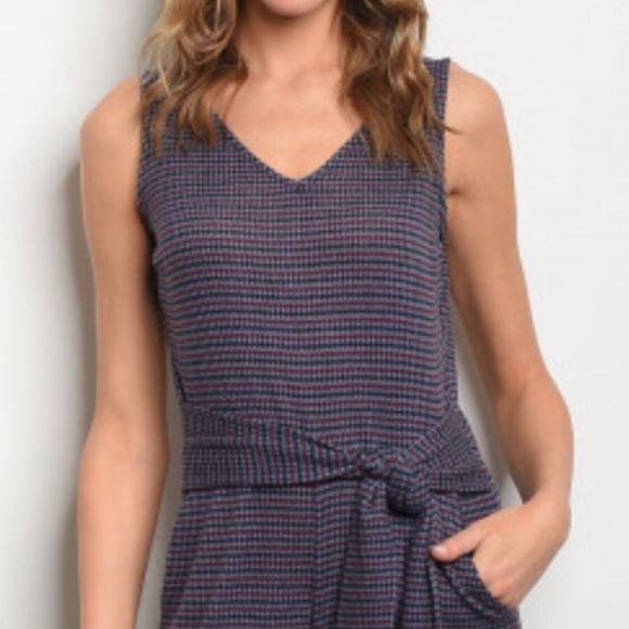 Navy and Burgundy Jumpsuit M - Picture 3 of 6